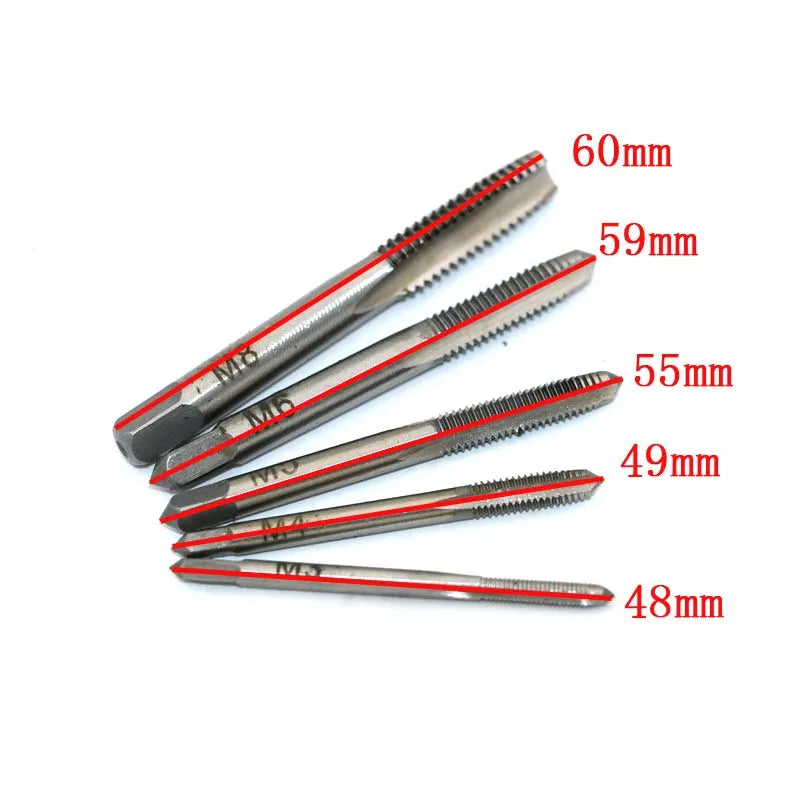 3F Hand Screw Thread Metric Plug Tap Set M3 M4 M5 M6 M8 with Adjustable Tap Wrench 1/16-1/4"