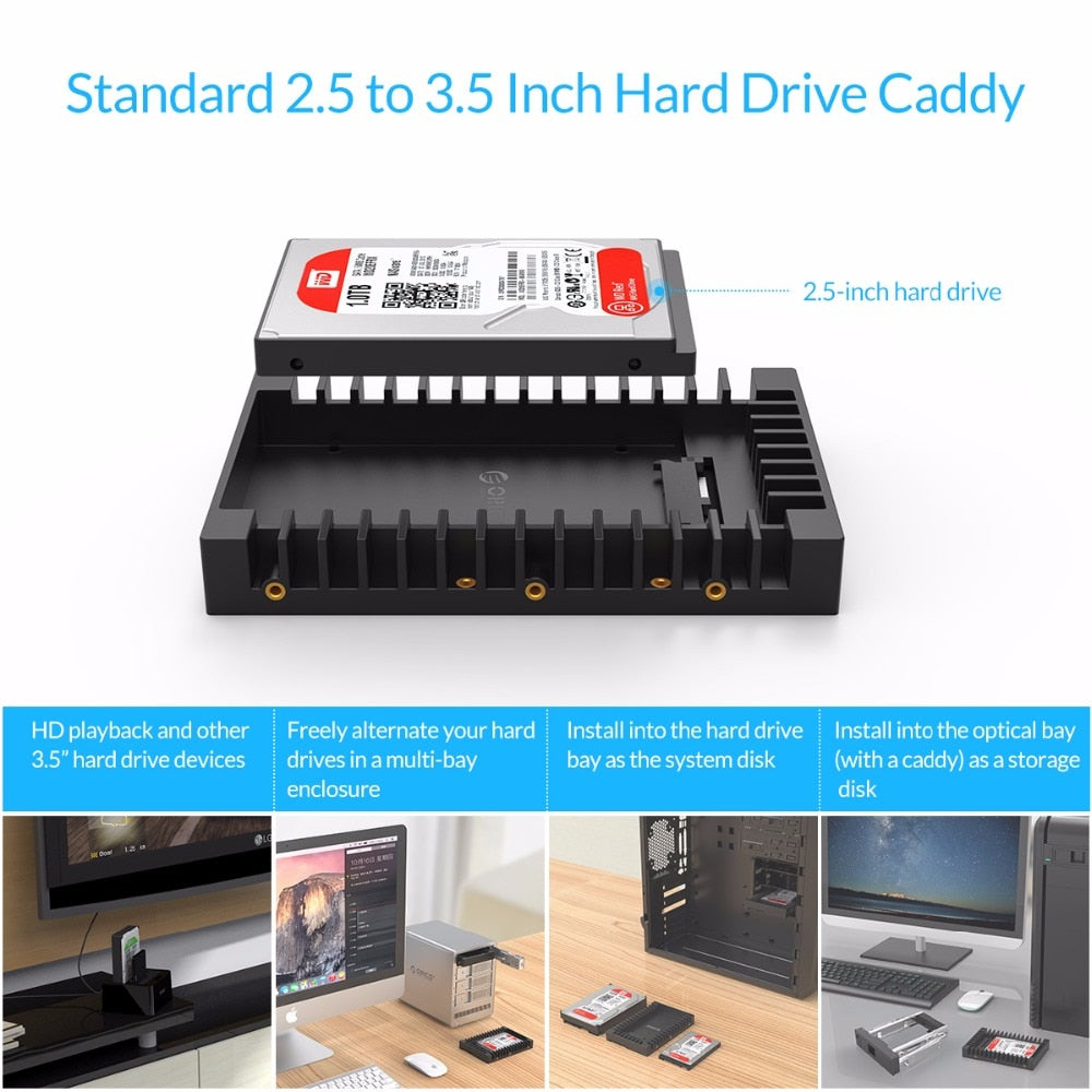 ORICO 1125SS Standard 2.5 to 3.5 Inch Hard Drive Caddy SATA 3.0 Fast Transfer Speed-Black