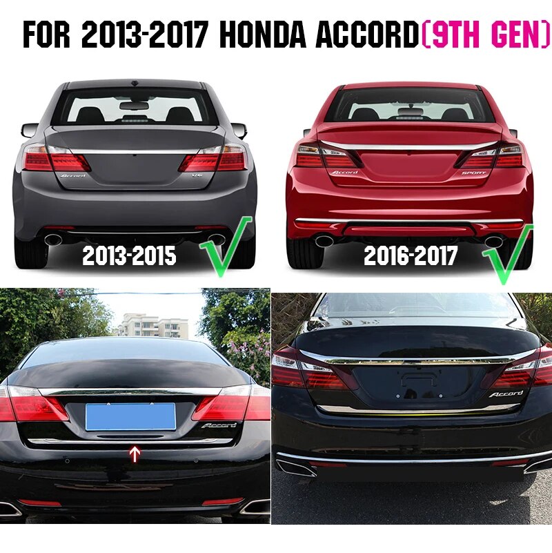 Tail Gate Cover Trim Strip For Honda Accord Sedan 2014 2015 2016 2017 9th Chrome Rear Trunk Styling Door Cover Molding Garnish