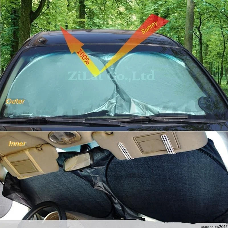 LMoDri Car Front Window Sun Shade Auto Windshield Visor Cover Block Sunshade Foldable Cover 142*67cm
