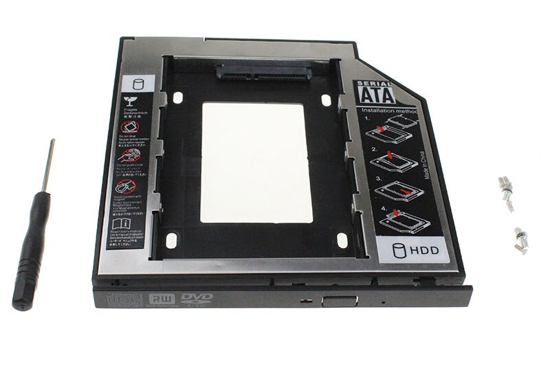 Universal SATA 3.0 2nd HDD Caddy 9.5mm For 2.5" SSD Case HDD Enclosure With LED For Laptop DVD CD ROM, Material Plastic Steel