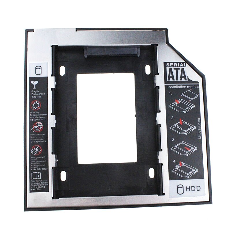 Universal SATA 3.0 2nd HDD Caddy 9.5mm For 2.5" SSD Case HDD Enclosure With LED For Laptop DVD CD ROM, Material Plastic Steel