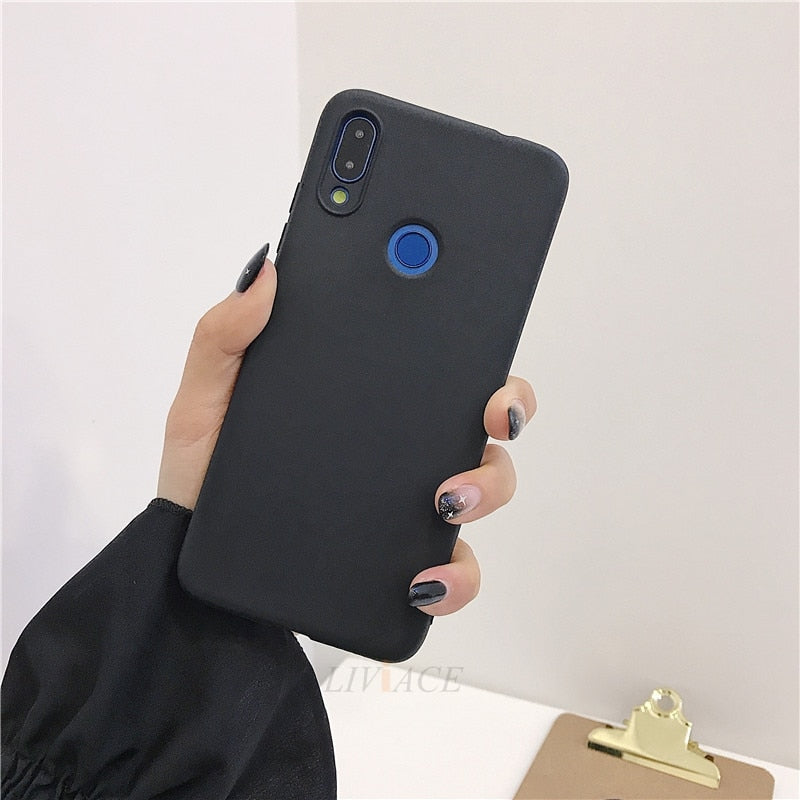 solid candy color silicone case on for xiaomi redmi note 7 note7 pro / redmi 7 yellow thin tpu phone back cover coque funda