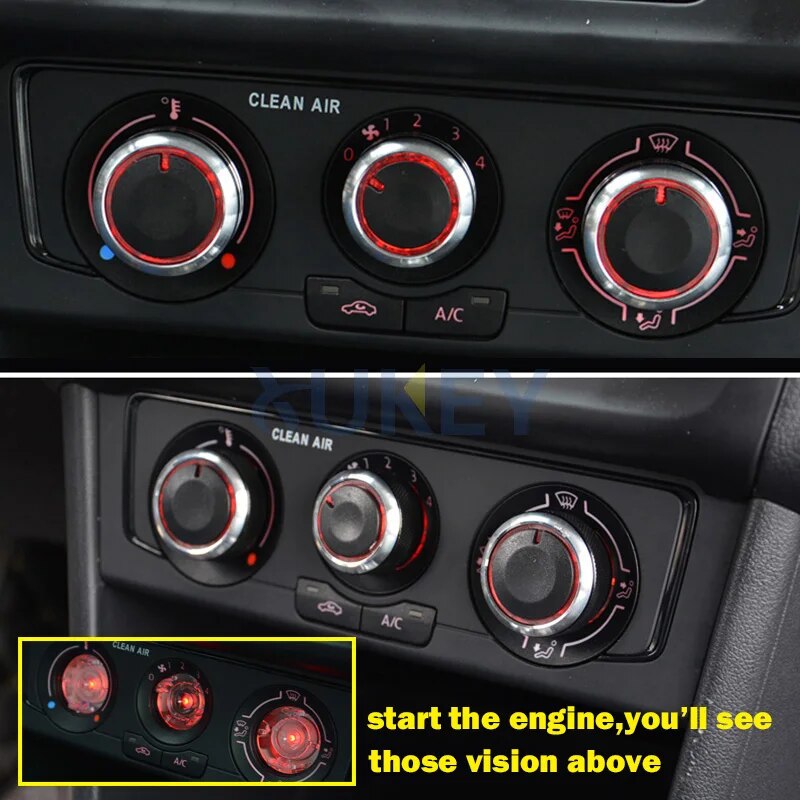 FIT FOR VW POLO 2003-2013 SWITCH KNOB KNOBS HEATER CLIMATE CONTROL BUTTONS DIALS FRAME RING A/C AIR CON COVER ACCESSORIES