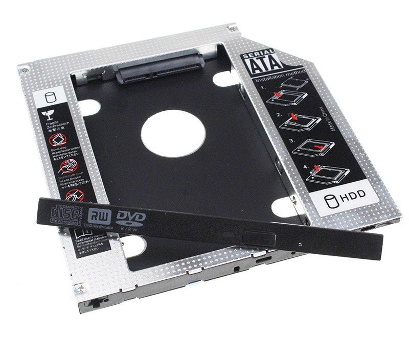 Full Aluminum Universal Laptop 2nd HDD Caddy 9.5mm SATA 3.0 for 2.5" HDD SSD Case Enclosure For Notebook CD/DVD-ROM ODD