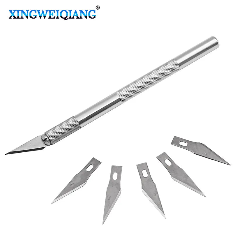 1Set Non-Slip Metal Scalpel Knife Tools Kit Cutter Engraving Craft knives  Blades Mobile Phone PCB DIY Repair Hand Tools