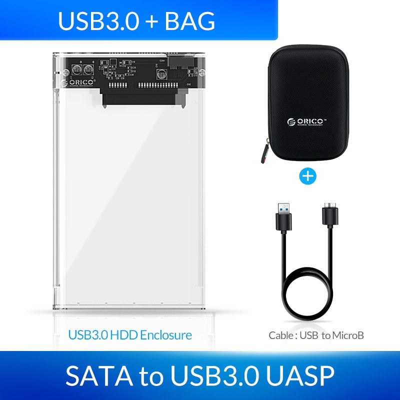 ORICO Transparent HDD Case SATA to USB 3.0 Hard Drive Case External 2.5'' HDD Enclosure for HDD SSD Disk Case Box Support UASP