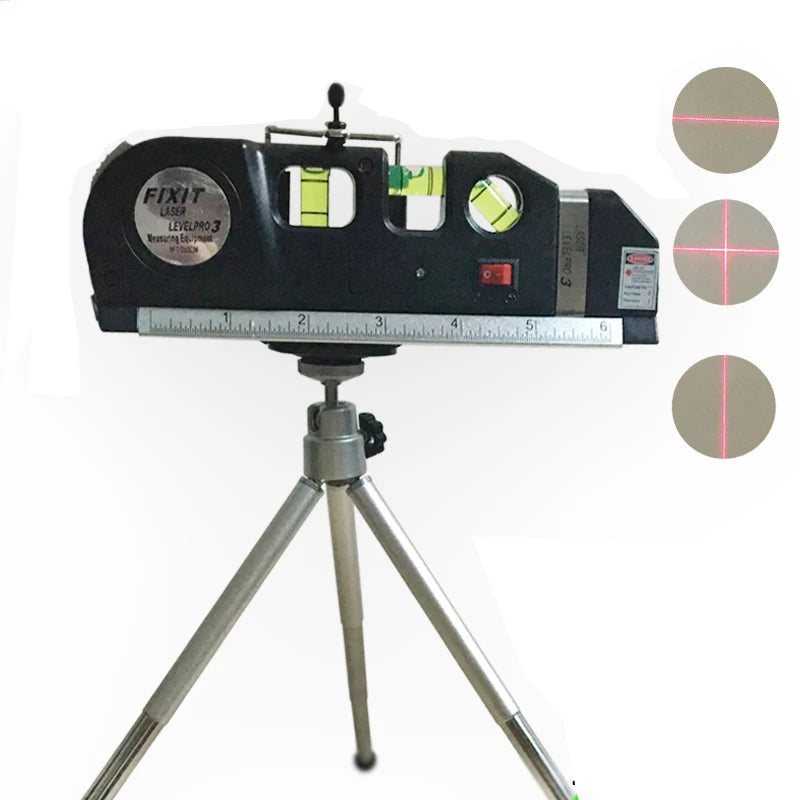 4 in 1 Accurate Multipurpose Laser Level Lever with Tripod Cross Projects Horizontal Vertical Laser Light Beam Measure Tape