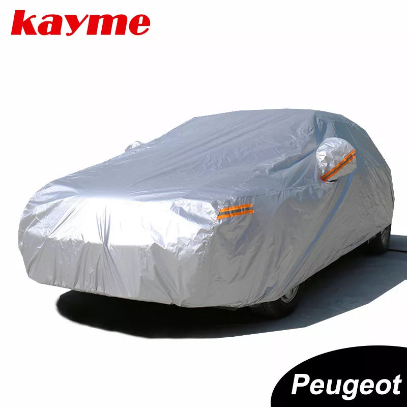 Kayme Waterproof full car covers sun dust Rain protection auto suv protective for peugeot 206 307 308 207 2008 3008 406 407 2017