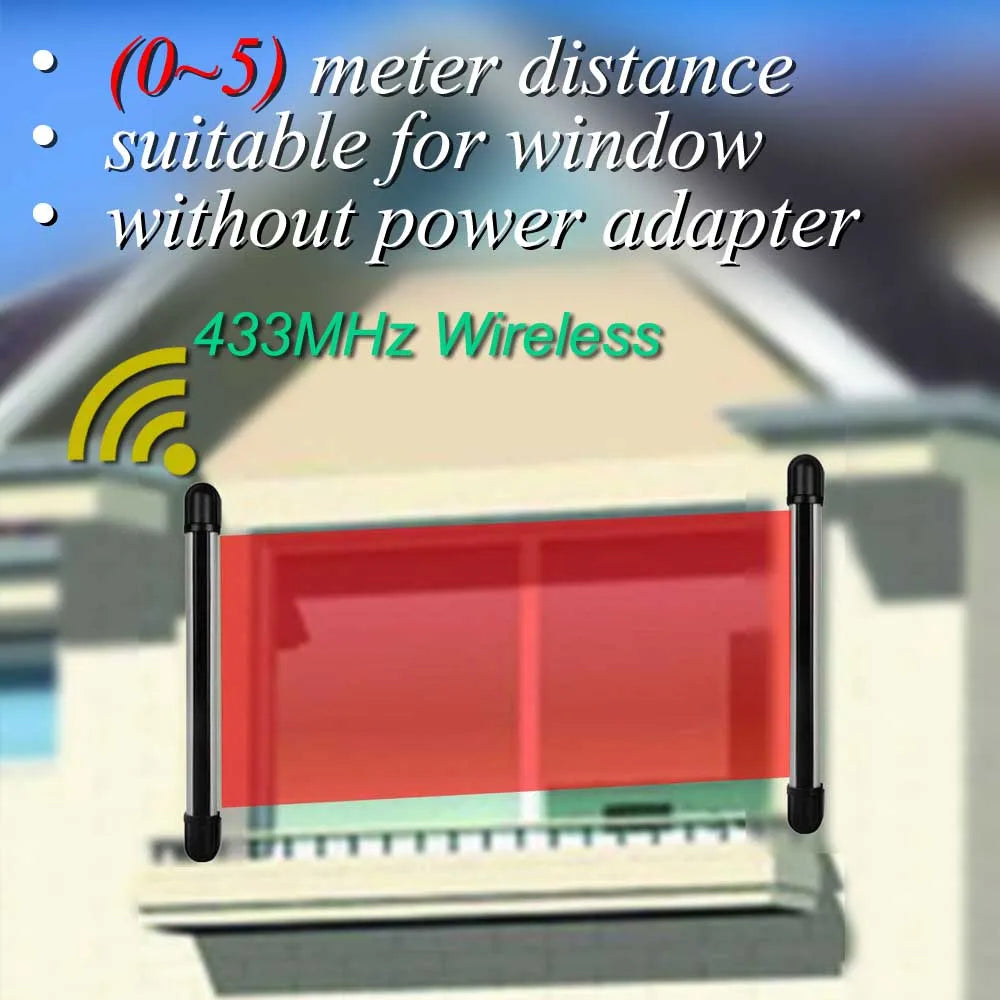 433MHz Wireless & Wired Beam Detector Outdoor Waterproof And Lightning Protection For Home Burglar Alarm System