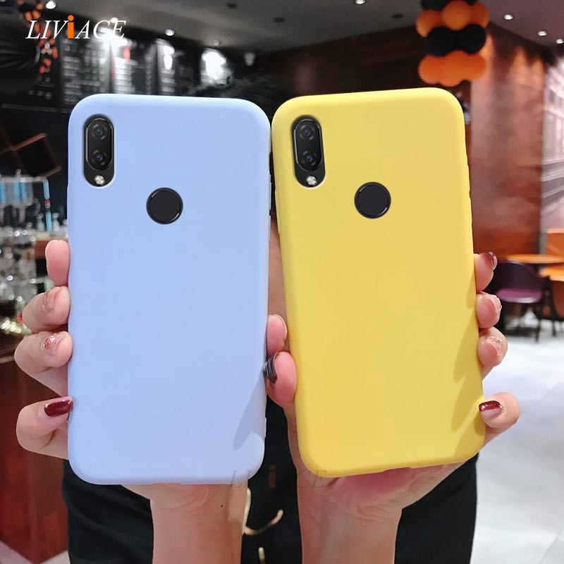 solid candy color silicone case on for xiaomi redmi note 7 note7 pro / redmi 7 yellow thin tpu phone back cover coque funda