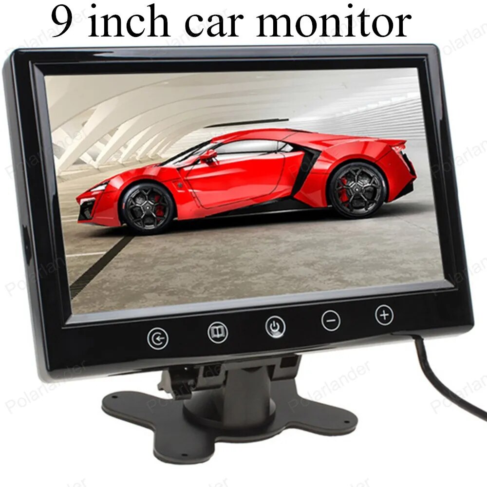 Car Monitor 9 Inch Digital High Resolution Color TFT LCD With 2 Video Input Car Parking Monitors for Rearview Camera Assistance