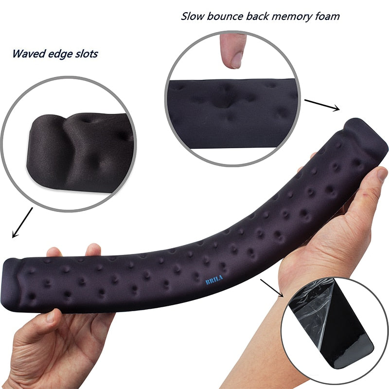 BRILA Ergonomic Memory Foam Mouse & Keyboard Wrist Rest Support Cushion Pad for Office Work and PC Gaming, Fatigue Pain Relief