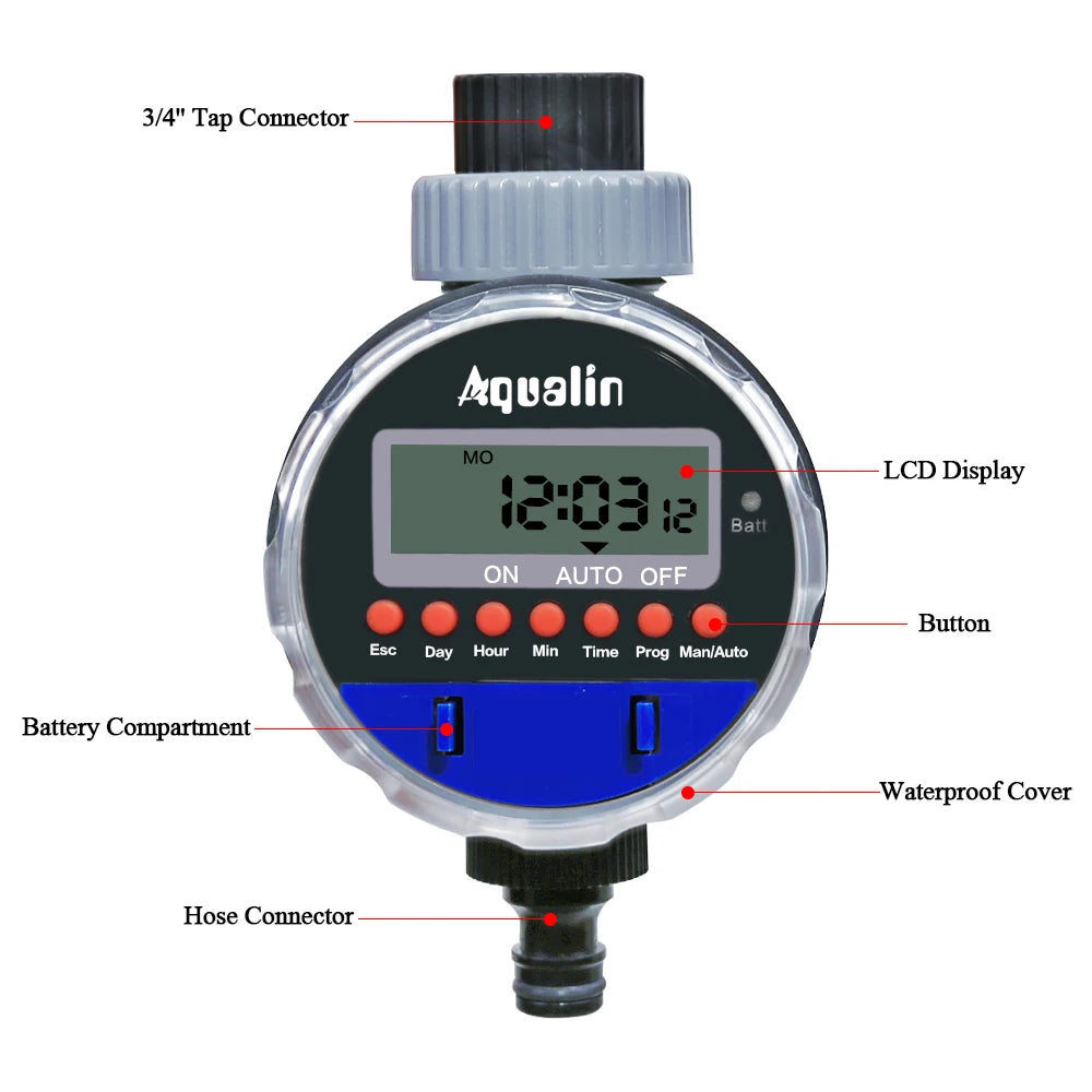 Garden Automatic Ball Valve Water Timer Home Waterproof Watering Timer Irrigation Controller 21026A and Rain Sensor 21103#21026R