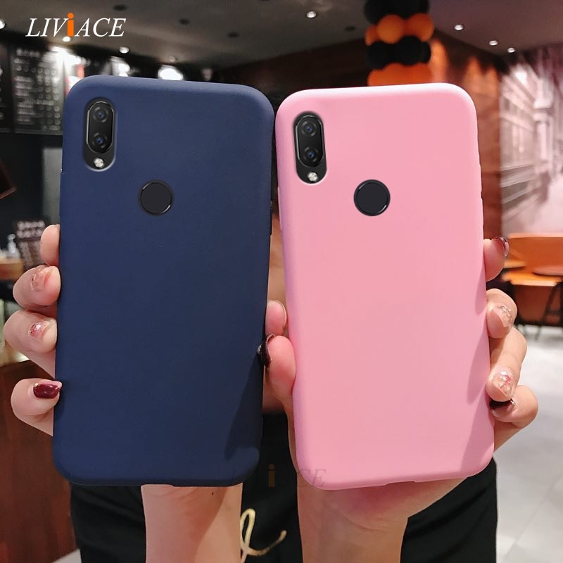 solid candy color silicone case on for xiaomi redmi note 7 note7 pro / redmi 7 yellow thin tpu phone back cover coque funda