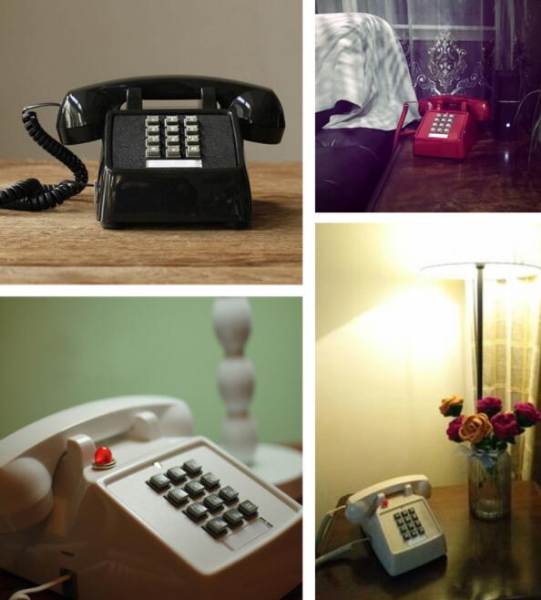 Retro Metal Ringtone Landline Telephone Button Dial Antique Phone Dual interface Volume Adjust For Office Home Hotel Black Red