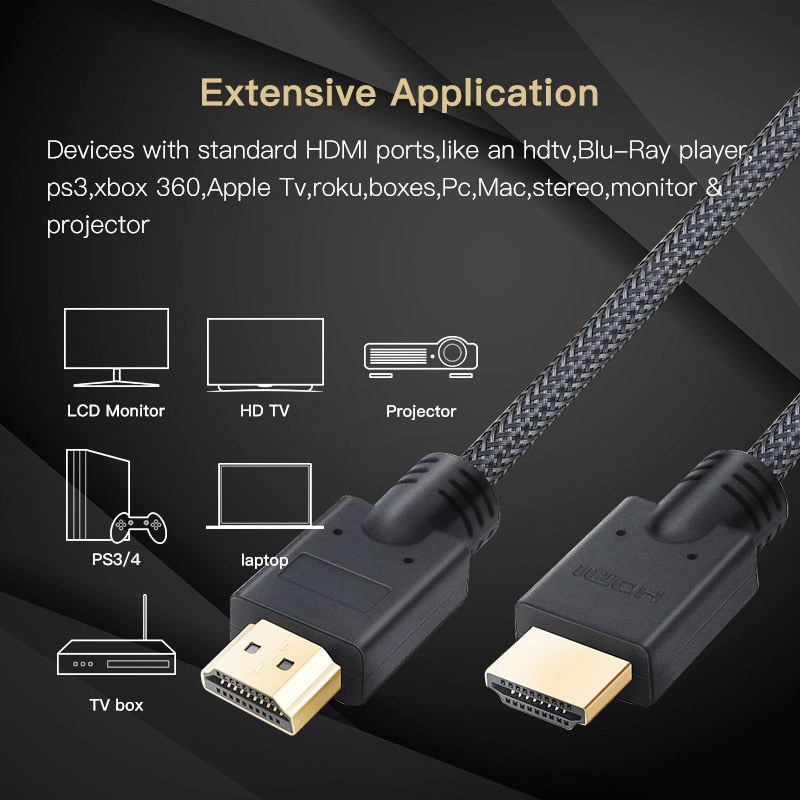 Lungfish Long HDMI-compatible  Cable 1080P 3D for Splitter Switch PS4 LED TV Box xbox Projector Computer