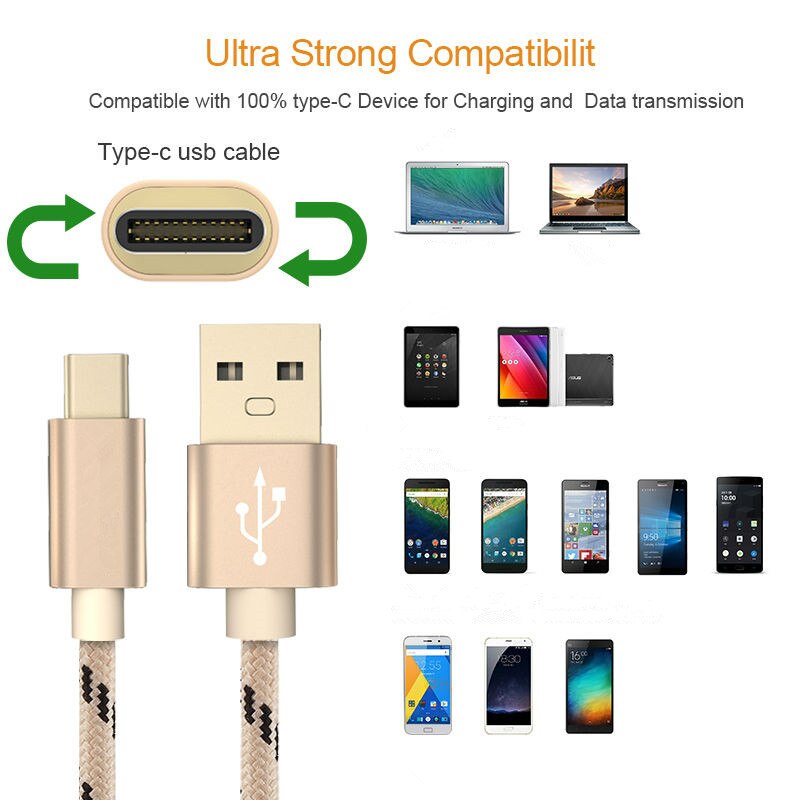25cm/1m/2m/3m USB Type C Charger Cable 1/2 Meter Usb C Short Cabel Kabel for Samsung Galaxy S8 S9 Plus  A5 A7 2017 Note 8 9 7