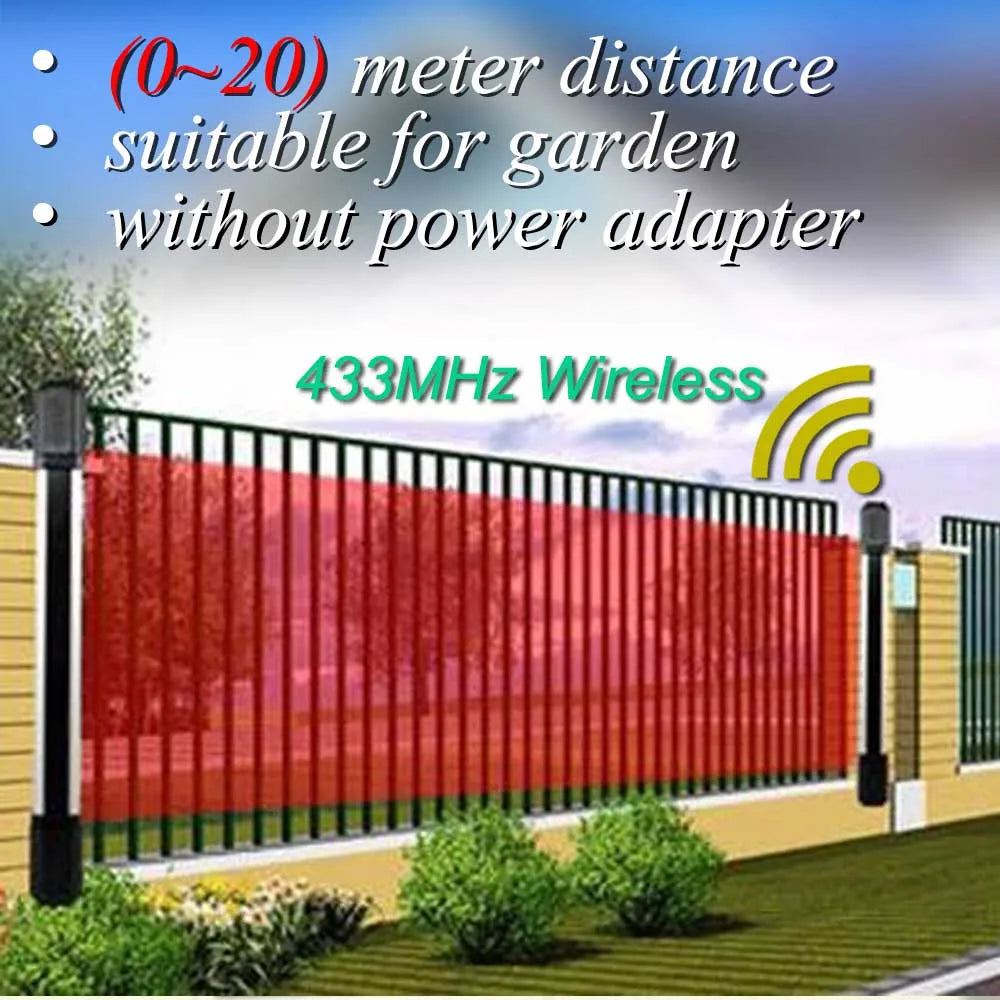 433MHz Wireless & Wired Beam Detector Outdoor Waterproof And Lightning Protection For Home Burglar Alarm System