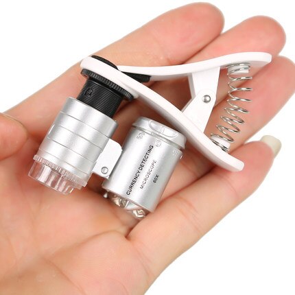 60X Clip-On phone Microscope Magnifier with LED / UV Lights for Universal SmartPhones iPhone Samsung HTC Blackberry Nokia