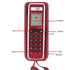 Wall Mount Call ID Corded Telephone with Redial Landline Telephone Extension Fixded Mini Phone for Home Hotel Office Red Black