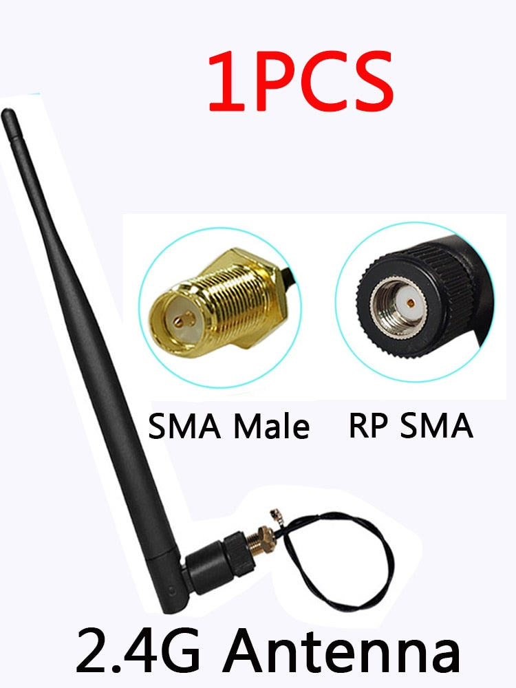 EOTH 1-5pcs 2.4g antenna 5dbi sma female wlan wifi 2.4ghz antene IPX ipex 1 SMA male pigtail Extension Cable iot module antena