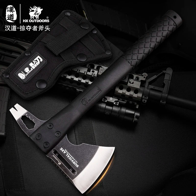 HX OUTDOORS Mercenarys Full Tang Camping Survival Touris Axe Hatchet Tactical Multifunctional Hunting Tools Tomahawk Hammer