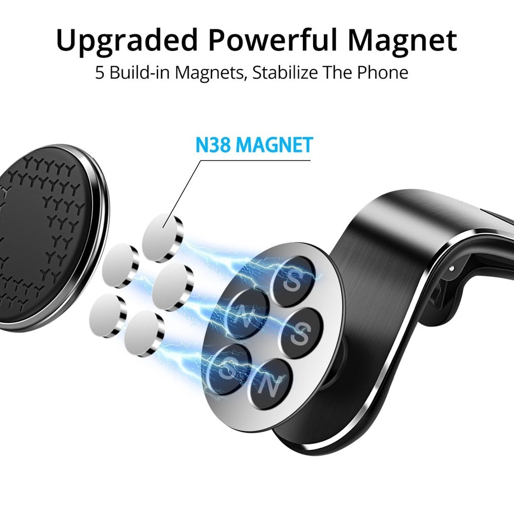Magnetic Car Phone Holder Portable GPS Stand For Cell Phone 360 Rotation Vent Clip Navigation Bracket For Xiaomi iPhone Samsung