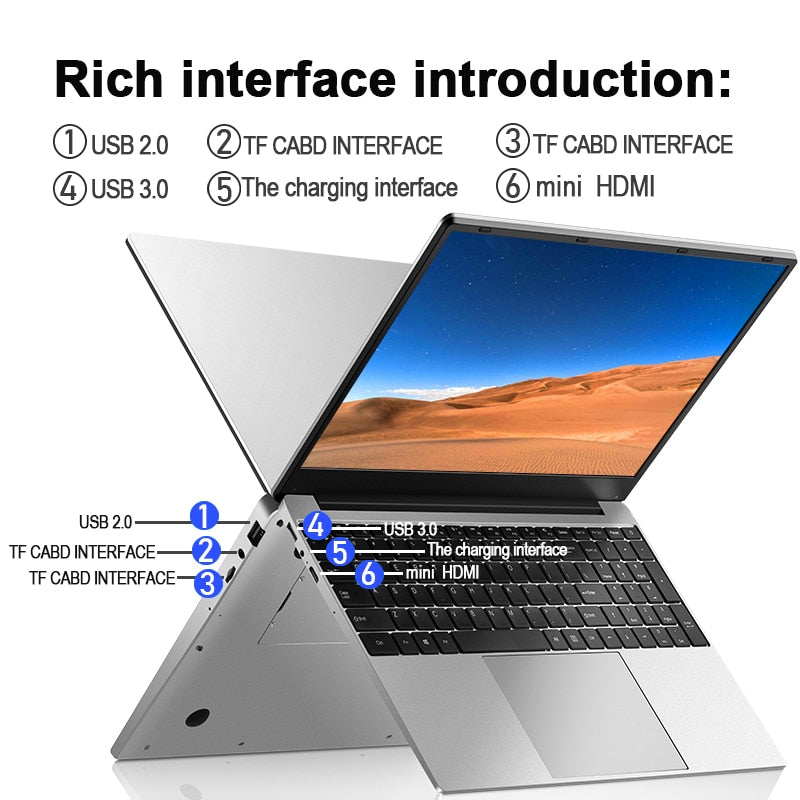 15.6 Inch Gaming Laptop Cheap 1920x1080 Intel i7 4500u Quad Core 8GB 16GB RAM 128GB 256GB 512GB 1TB SSD Windows 10 Computer