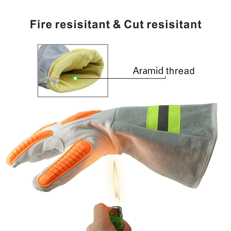 Anti-Cutting Fire-Proof Anti-Collision Sheepskin Welding Barbecue Handling High Temperature Resistant Labor Protection Gloves