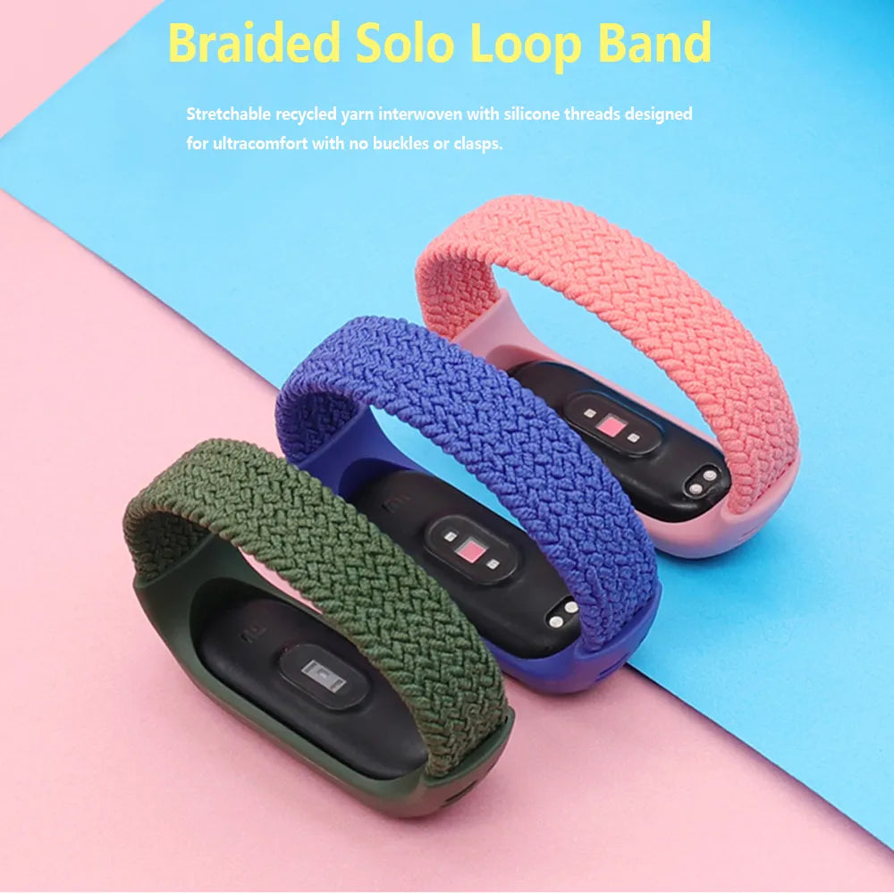 Bracelet for Strap MI Band 6 4 7 Nylon Braided Solo Loop Elastic Correa Bracelet WristBand for Xiaomi MiBand4 Miband5 3 4  Strap