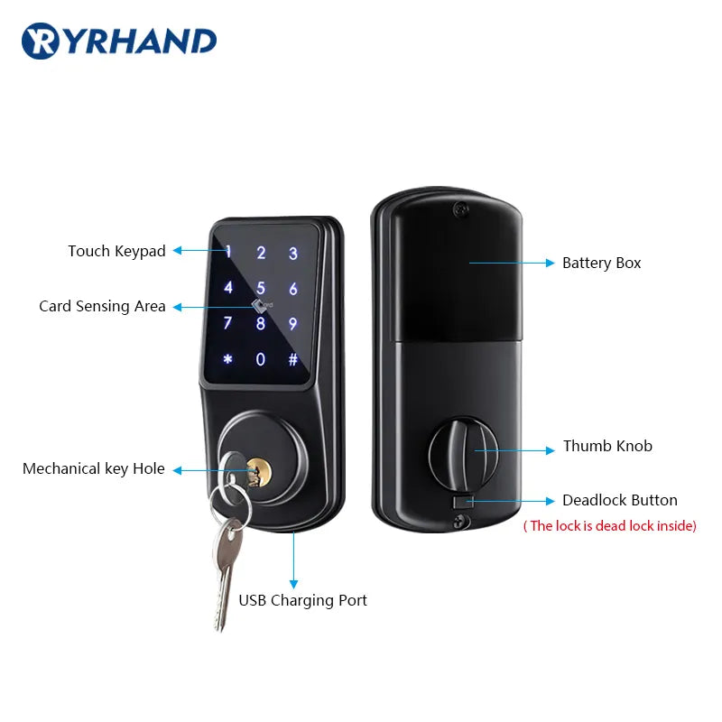 Tuya Smartlife Home WiFi Keyless Secure Keypad Remote Control Deadbolt Electronic Digital Smart Rfid Door Lock