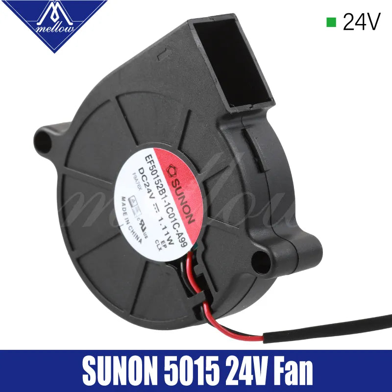 Mellow Exclusive Sunon 3D Printer Blower Fan 5015 24V 0.41A Double Bearing Fan Centrifugal DC Cooling Turbo Fan 5015S