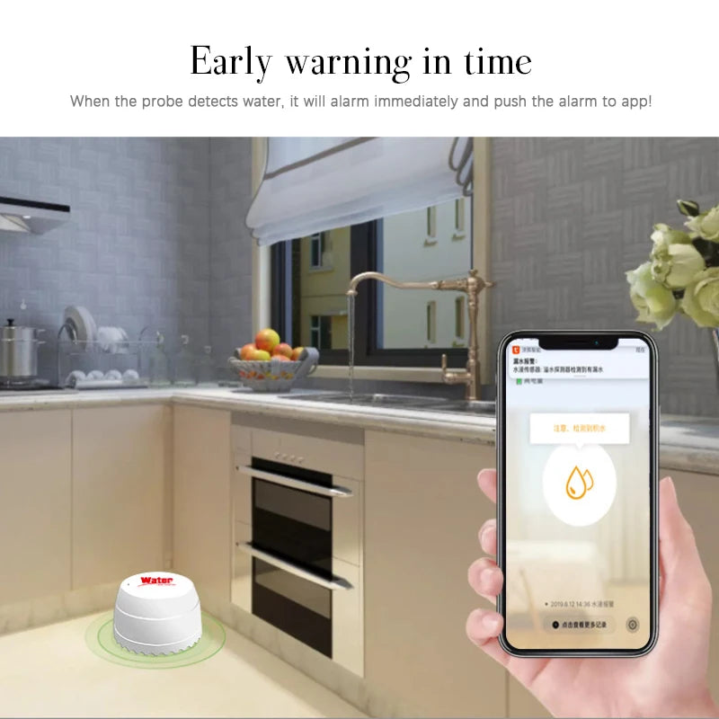 WiFi TUYA Water Leak Water Detector Leakage Sensor Smart Home Alarm Tuyasmart Smart Life APP Flood Alert Overflow Security
