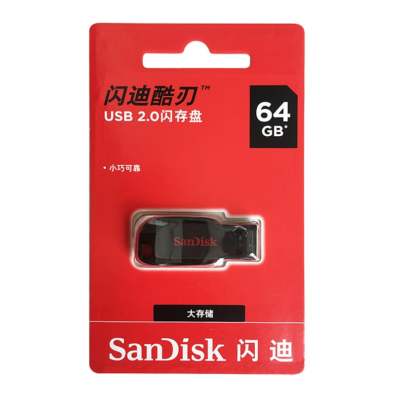 10PCS/LOT SanDisk Cruzer Blade CZ50 USB Flash Drive 128GB 64GB 32GB 16GB Pen Drive USB 2.0 Support Official Verification