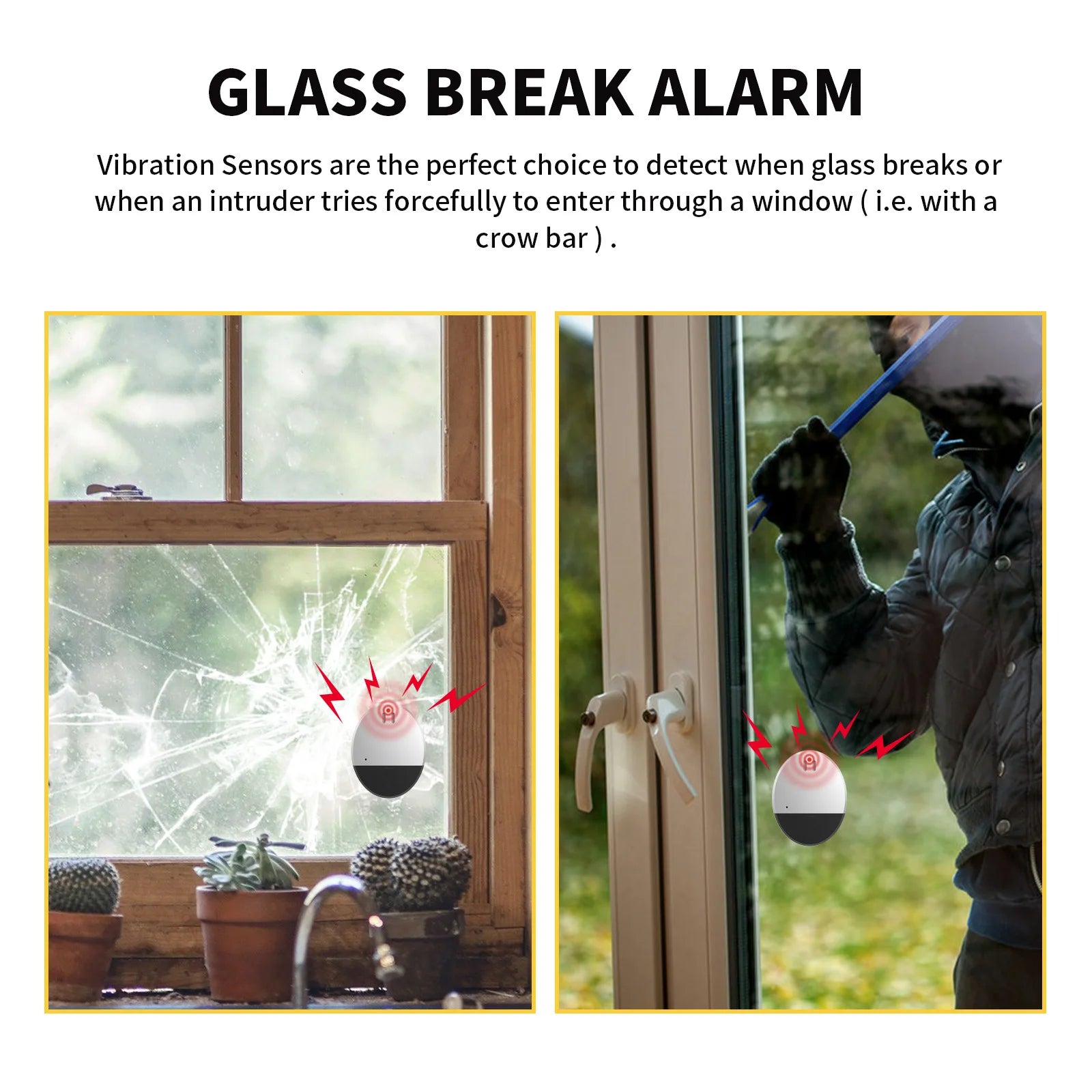 Security Vibration Sensor Detector Door Window Alarm for Warning Burglars Intruder Home Security Alarm