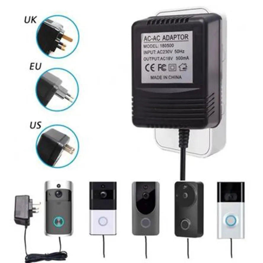 18V 500mah AC Power Adapter EU US 110V 220V Transformer Charger For EKEN V5 Wireless Video Doorbell Camera Video Intercom Ring