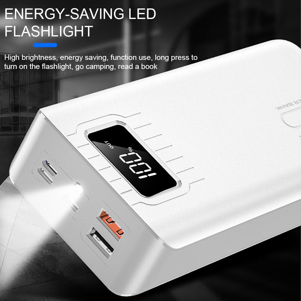 30000mAh Power Bank Type C Micro USB Powerbank For iPhone LED Digital Display Portable External Battery Charger