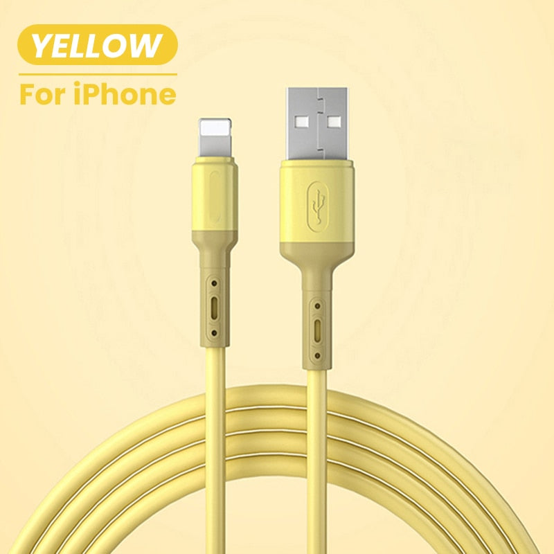 USB Cable For iPhone 14 13 12 11 Pro Max XR XS 8 7 6s 5s Fast Data Charging Charger USB Wire Cord Liquid Silicone Cable 1/1.5/2M