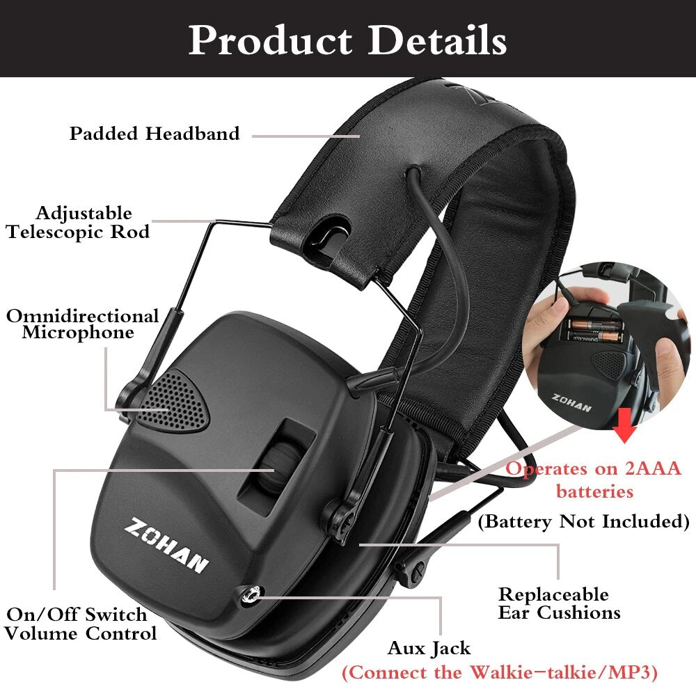 Electronic Shooting earmuffs Tactical headset Ear Protection Anti-noise Ear muff for Hunting Ear Defender Sound Amplification