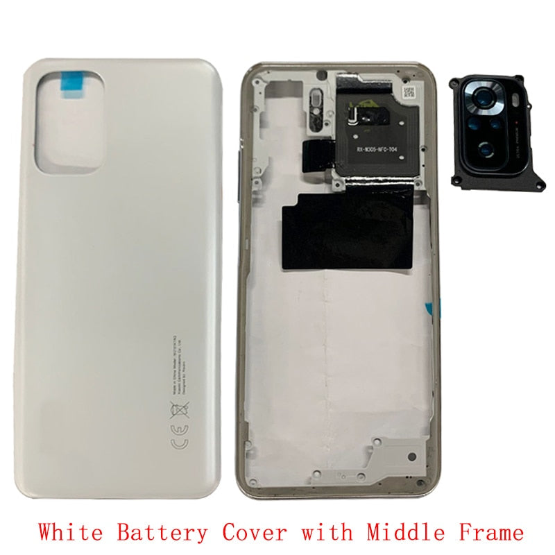 Original Battery Cover Rear Door Housing For Xiaomi Redmi Note 10S Back Cover with Middle Frame Camera Frame Replacement