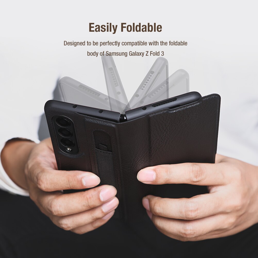 For Samsung Galaxy Z Fold 3 Case For Galaxy Z Fold 4 NILLKIN Aoge Full Cover Luxury Leather Kickstand Case With S-Pen Pocket