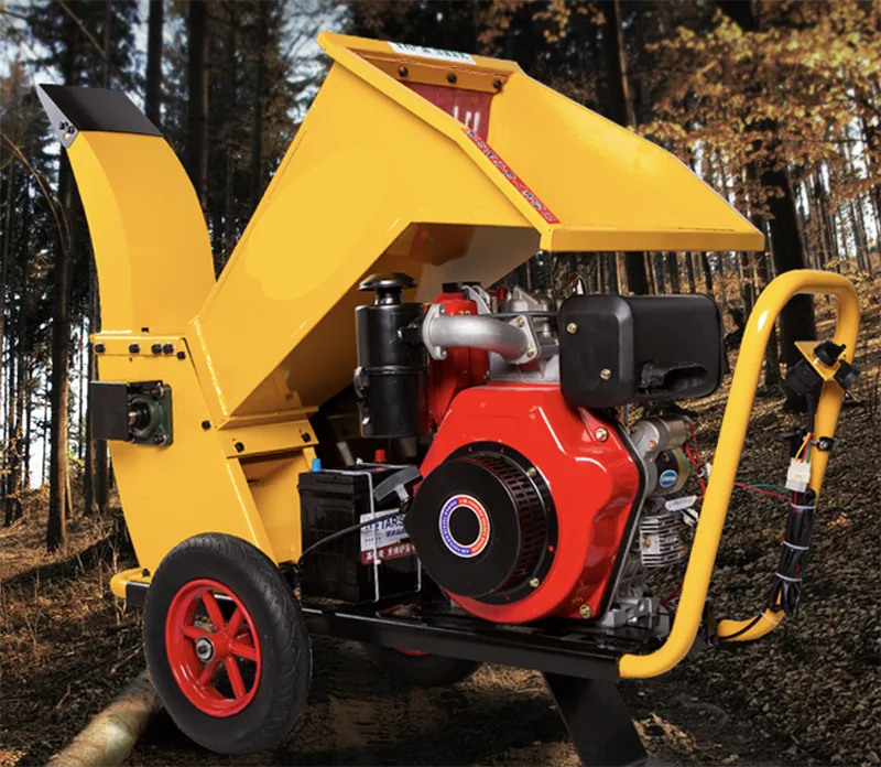 Diesel Electric Starter Wood Crusher Orchard Branch Crusher Garden Agriculture Machinery Mobile Tree Crusher