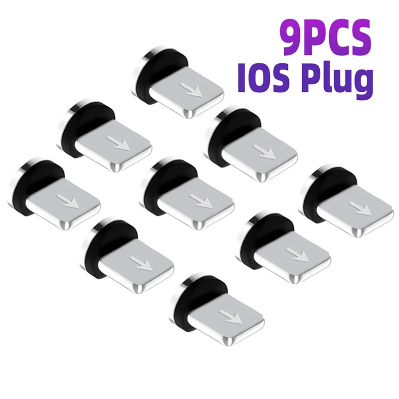 9pcs Converter Charging Cable Adapter For Mobile Phone 360 Degree Rotation Magnetic Tips Replacement Parts Easy Operate Durable