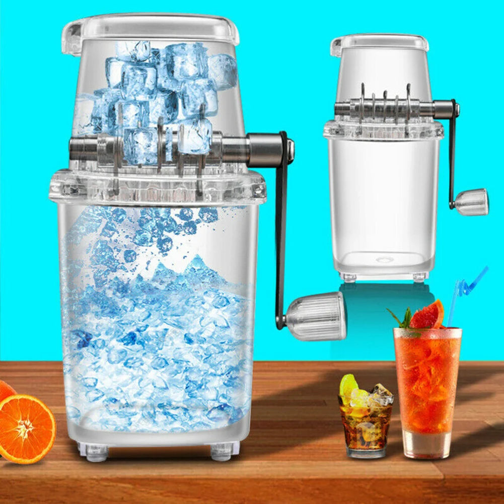 Portable Manual Ice Crusher Shaver Shredding Machine Hand Snow Cone Transparent Ice Machine