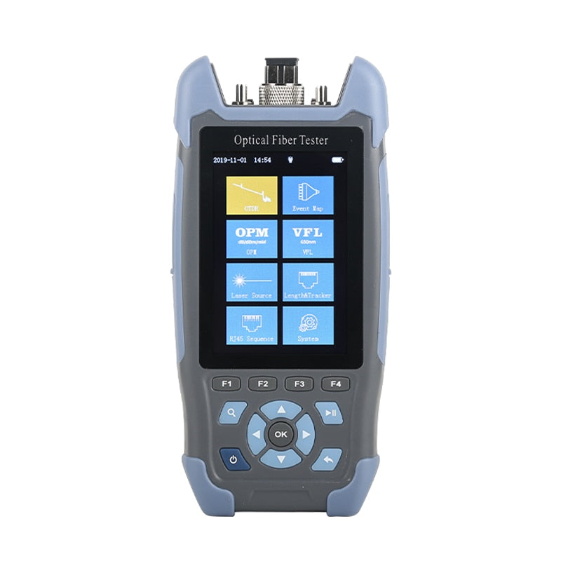 Pro Mini OTDR Fiber Optic Reflectometer 980rev with 9 Functions VFL OLS OPM Event Map 24dB for 64km Fiber Cable Ethernet Tester