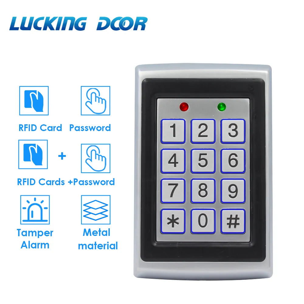 Metal RFID Access Control EM ID Card Reader Keypad 2000 Users 125KHz Door Opener KeyBoard Key Fobs With Wiegand 26 Output