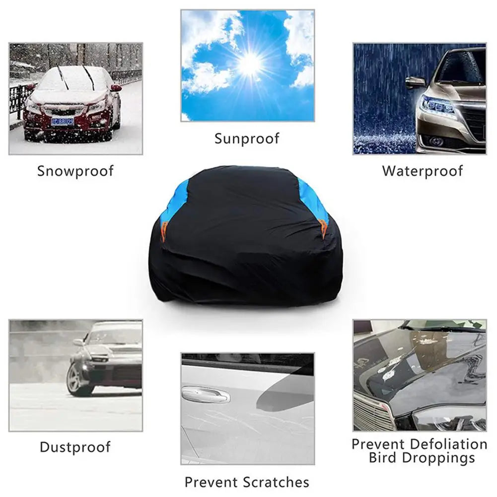 Universal 190T Full Car Covers Outdoor Waterproof UVs Sun Rain Snow Reflective Protection Cover For SUVs Jeep Sedan Hatchback