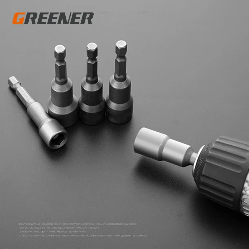 GREENER 1pc 6mm-19mm Strong Magnetism Hex Socket Sleeve Nut Lengthened Electric Drill Electric Wrench Sleeve Head Hand Tools