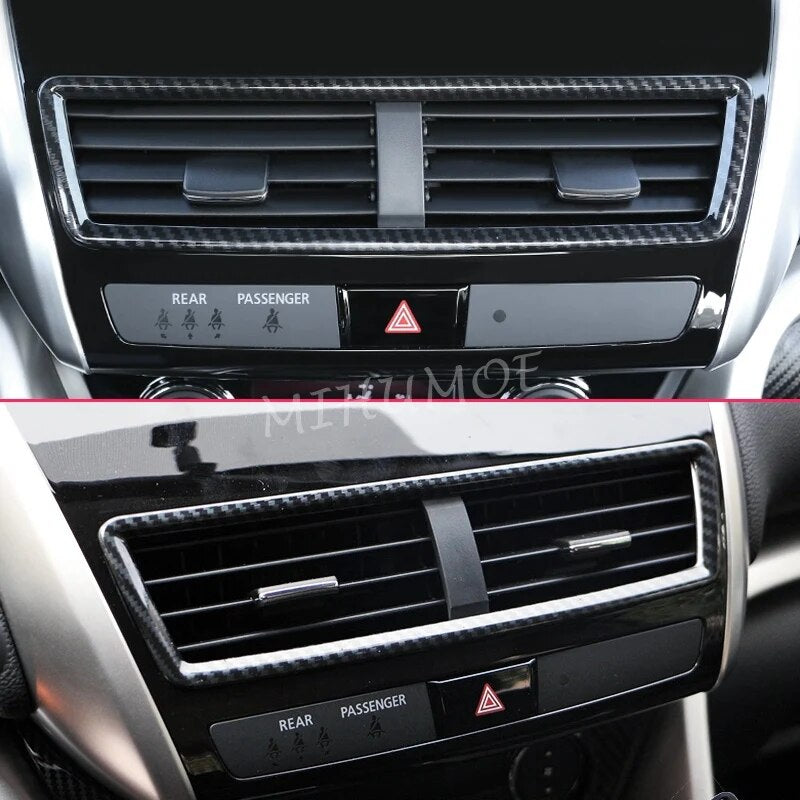 Dashboard Central Air Vent Surrounds For Mitsubishi Eclipse Cross 2018 2019 2020 2021 2022 Carbon Fiber Interior Trims